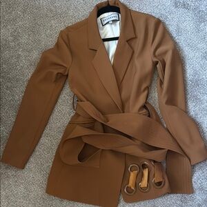 Elegant Brown Belted Blazer